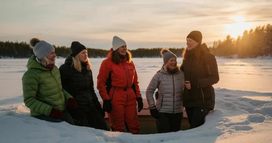 Avantouinti nainen – naiset talvella avannossa Suomessa