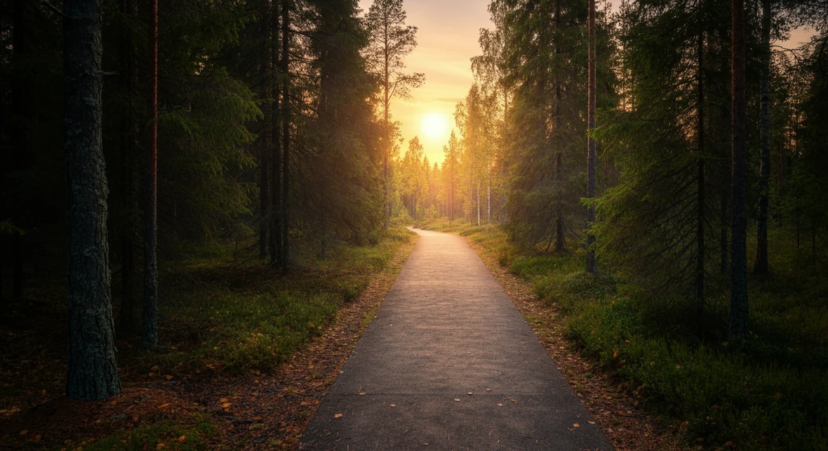 metsäpolku rauhoittamassa mieltä treenin jälkeen