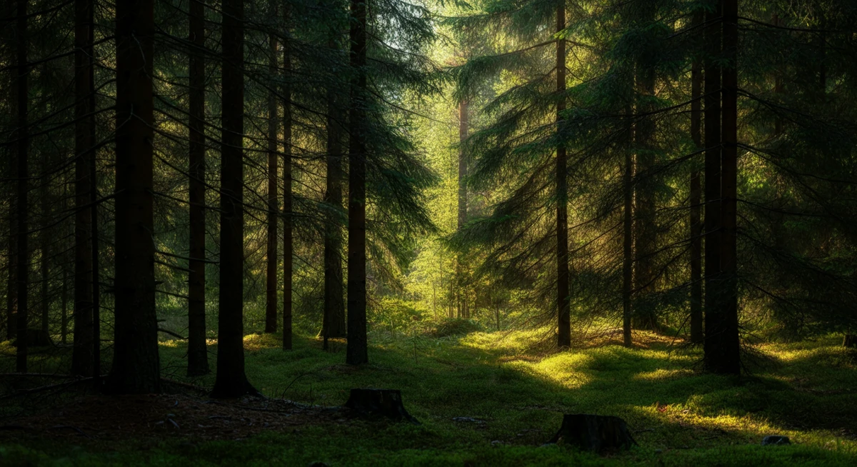 mäntymetsä mökin ympärillä hiljaisuus