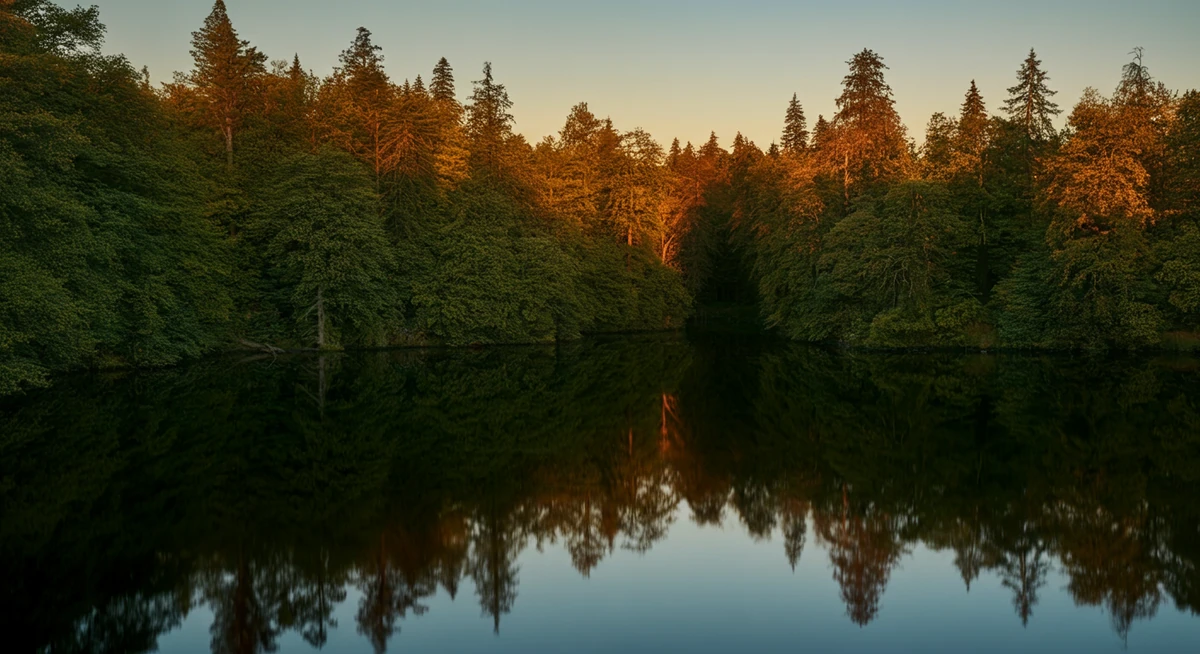 ilta järvellä peilityyni vesi