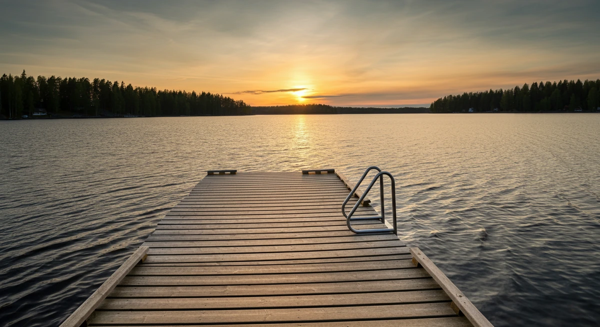 uimalaiturin pää suomalaisella mökkijärvellä