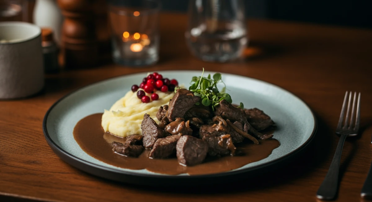 poronkäristys resepti tarjoiltuna